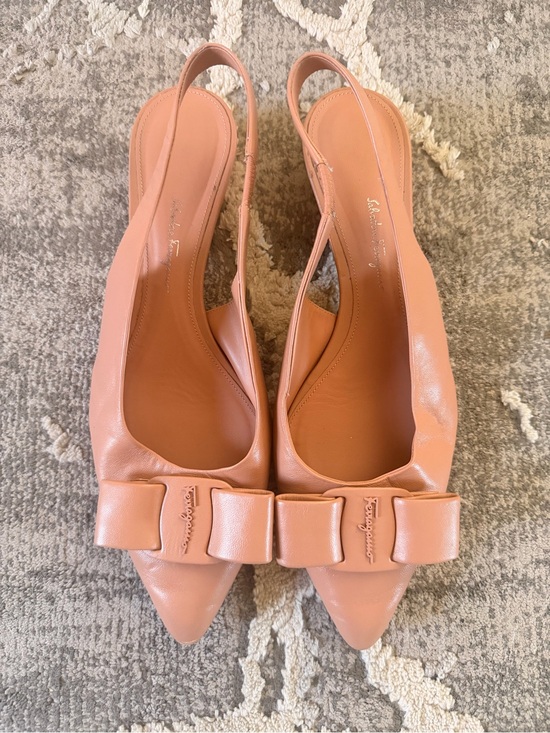 Salvatore Ferragamo Shoes - Salvatore Ferragamo Blush Bow Slingback Flats